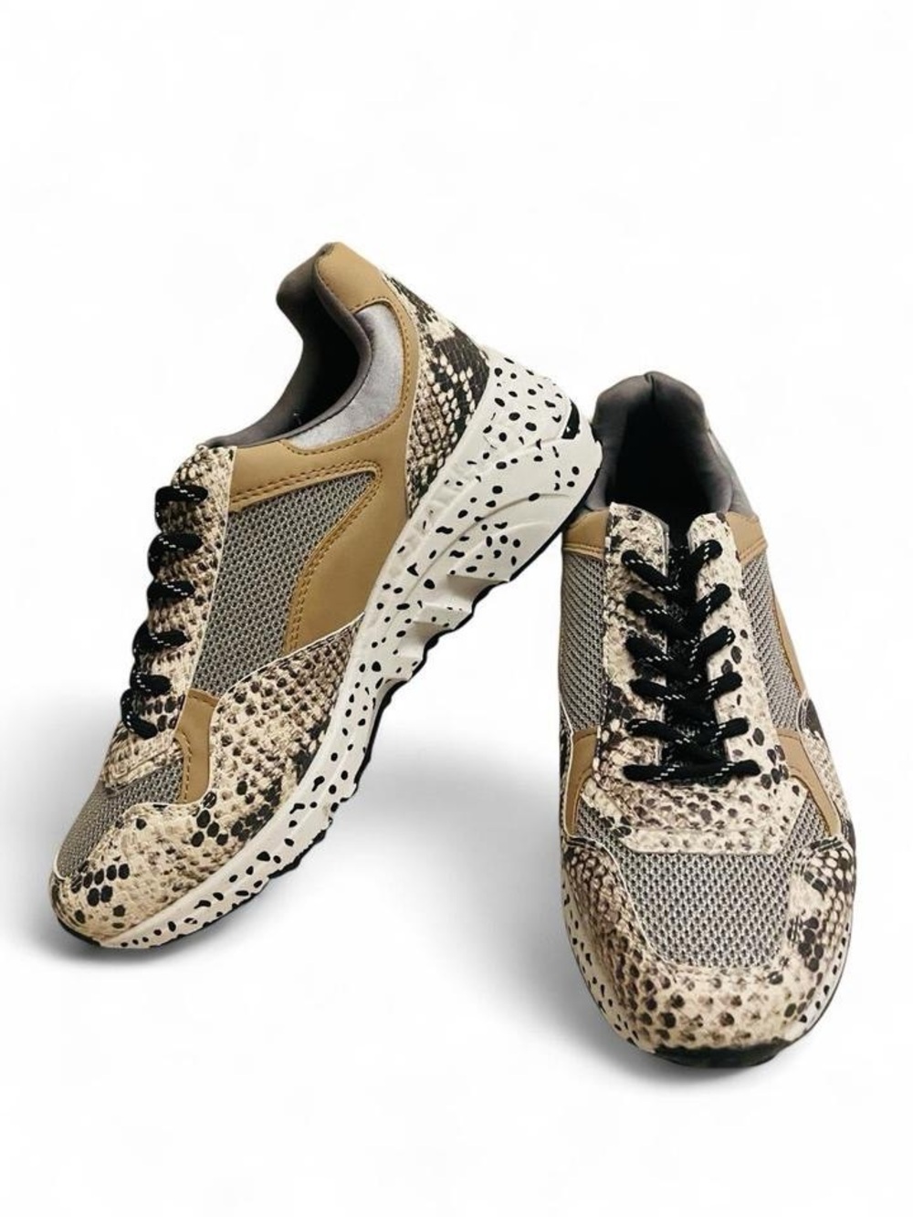 Steve Madden Bena Platform Wedge Sneakers Natural Snake Animal Women’s 8